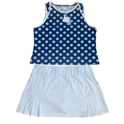 Sigrid Olsen Athletic Tennis/Golf Navy  & White Top/Skort Set Women's Size XL - Image 1 of 4