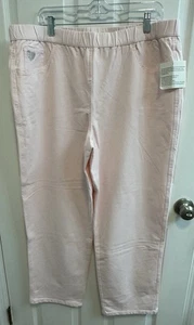 Pantalones de mezclilla Quacker Factory Dream Jeannes XL rosa claro elásticos de 5 bolsillos - Imagen 1 de 12