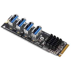 USB 3.0 PCI-E Card M.2 to PCIE Extender Riser 4 Port Extension Adapter Card s - Afbeelding 1 van 9