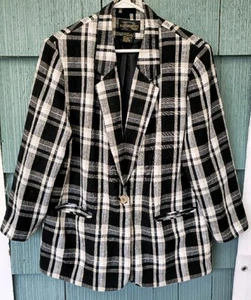 Giacca blazer nero a quadri Requisiti donna taglia 18W usata in ottime condizioni - Foto 1 di 7