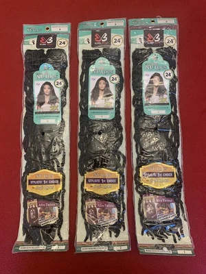 "Paquete de 3 trenzas de cabello de ganchillo Bobbi Boss de 24"" 2 unidades Nu Locs #2 color 24"" marrón oscuro"  Foto 1 de 4