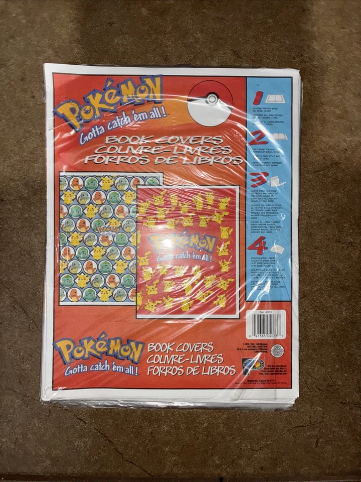 Vtg 1999 Nintendo Pokemon 2 Book Covers Pokedex Pokeball Pikachu Anime Orig