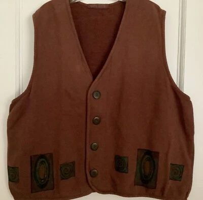 Chaleco vintage BLUE FISH gran tamaño borgoña arte para usar talla única usado en excelente estado Foto 1 de 4