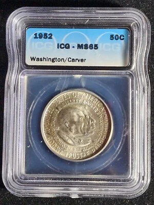 1952-P ICG MS65 Carver Half Dollar 50c .900 Silver Booker T. Washington T3887 - Image 1 of 4
