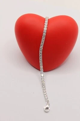 BRACCIALE TENNIS ZIRCONI BIANCHI MM 2,5 ARGENTO REGOLABILE CM 16-CM 18,50 EXPLOI - Immagine 1 di 4