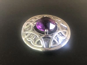 Beautiful vintage brooch/pendant with purple stone 1 1/2 inches - Picture 1 of 5