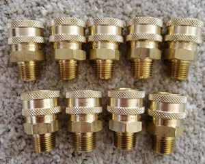 9pc Foster 38MS ST Series 3/8" Male NPT Brass Quick Couplers Straight Thru FST - Picture 1 of 2