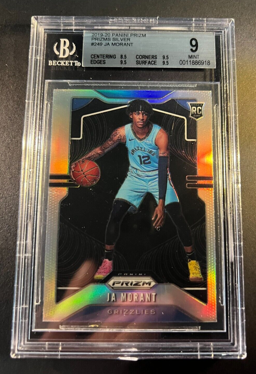 2019-20 Panini Prizm, Silver Prizm RC, BGS 9 ( 3 * 9.5 Subs), Ja Morant #249