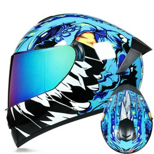 DOT Approved Motorcycle Helmets Full Face Dual Lens Racing Off Road Moto Helmet - Picture 1 of 19