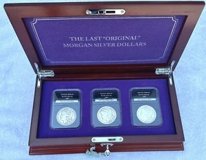 The Last Original 1904 Morgan Silver Dollars 3 Coin Set in Vitrine mit Schlüssel - Bild 1 von 15