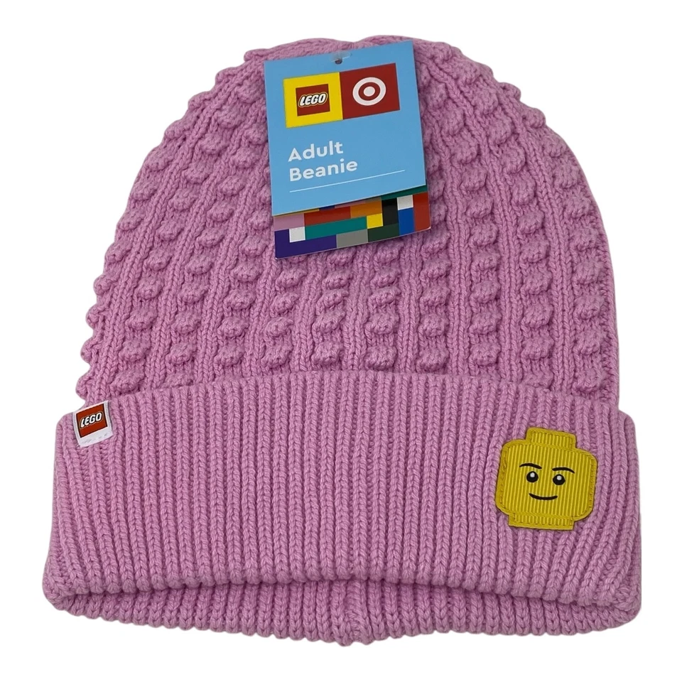 Womens LEGO Minifigure Beanie Knit Winter Hat Target Pink Limited Edition