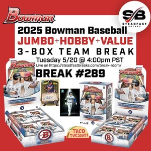Boston Red Sox 2025 Bowman JUMBO + HOBBY Mixer 3-Box Team Break #289 - Picture 1 of 1