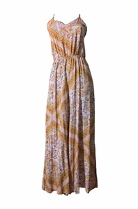 JAASE Jumpsuit lang gelb pfirsich Blumen weites Bein Boho Spaghettiträger SMALL - Bild 1 von 10