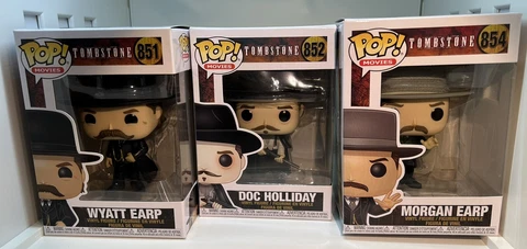 Funko Movie Tombstone Set Doc Holliday 852 Wyatt 851 Morgan Earp 854 w protector Cover
