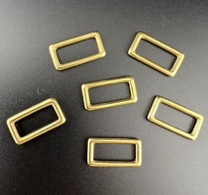 1" Solid Brass Rectangle Ring Buckles for Bags Belts Leather Craft DIY 6pcs - Picture 1 of 3