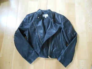 Michael Kors Lambskin Leather MOTO Jacket Black-Band Collar Biker Womans X-Large - Picture 1 of 9
