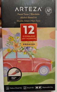 ARTEZA EverBlend Ultra Alcohol Marker Pens Set of 12 Pastel Colours Dual Tip NEW - Picture 1 of 3