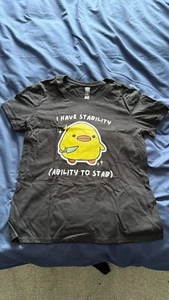 Womens I Have Stability - Ability To Stab Funny Black T-Shirt | Size L (Large) - Picture 1 of 1