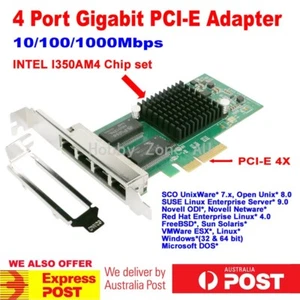 4 Port Gigabit Ethernet Network Card PCI-E Server Adapter Intel I350-AM4 Chipset - Picture 1 of 6