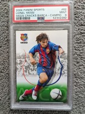 2004 Panini Sports Megacracks Barcelona Campio #62 Lionel Messi RC Rookie PSA 9