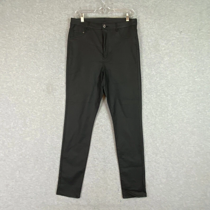 H&M Pants Womens 34/32 Black Faux Leather Jegging Skinny Legging High Waist - Image 1 of 4