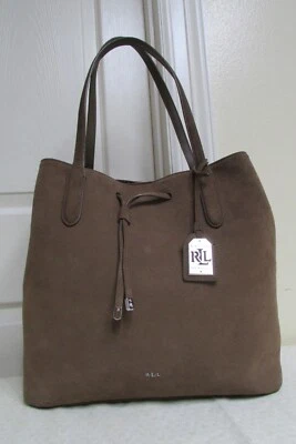 Bolso de Hombro Grande Lauren Ralph Lauren Dryden Diana Gamuza Cuero Cubo Foto 1 de 4