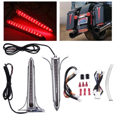 Alforja LED cromada lateral roja luz trasera lanza apta para Harley Touring 1993-2013 Foto 1 de 4