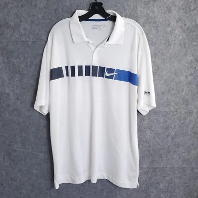 Polo de golf Nike para hombre talla XLarge blanco azul sólido rendimiento Dri-Fit deportes Foto 1 de 4