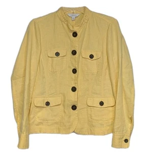 Relativity Womens 100% Linen Jacket Yellow Small Lightweight Pockets - Picture 1 of 6