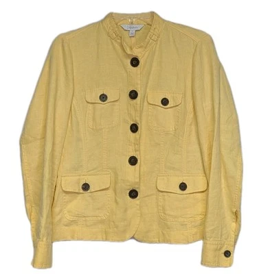 Chaqueta de lino para mujer Relativity amarilla pequeña Foto 1 de 4