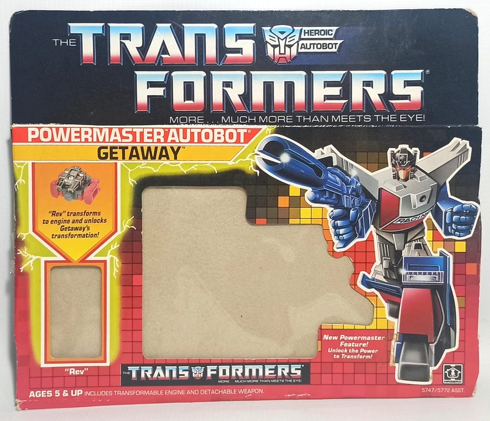 TRANSFORMERS VTG 1987 G1 POWER MASTER GETAWAY EUROPEAN FRONT & BACK PACKAGE PART - Image 1 of 4