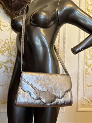 Vintage Silver Leather Shoulder Bag VGC - Image 1 of 4
