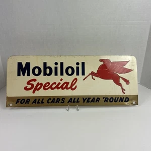 Letrero publicitario especial Mobiloil vintage 18"x7" Pegasus metal gasoil garaje - Imagen 1 de 24