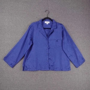 Miss Elaine Pajamas 2 Piece Blue Embossed Pants Shirt Long Sleeve PL - Picture 1 of 12
