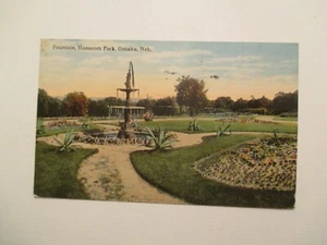Omaha Nebraska Postcard Fountain Hanscom Park 1918 NE - Picture 1 of 2