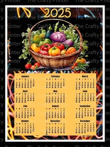 2025 KALENDER MAGNET - Gemüsekorb - 8" x 10" - dekorativ - praktisches Geschenk! - Bild 1 von 2