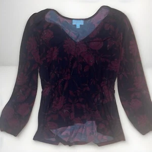 Veronica M Y2K Floral Bell Sleeve Whimygoth Ladies Blouse Top Large - Picture 1 of 3