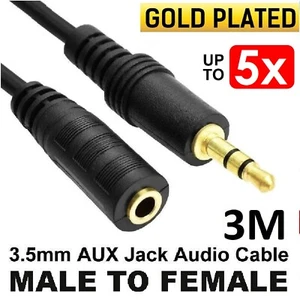 Aux Cable Male to Female Cable Lead Audio 3.5mm Headphone Stereo Extension Cord - Picture 1 of 7