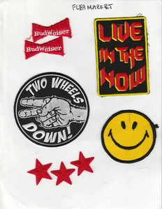 Vintage Patches Budweiser Happy Face Stars Live In The Now Two Wheels Down! - Picture 1 of 1