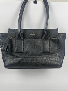 Kate Spade Purse Southport Avenue Oden Black Cowhide Tote Pebbled - Picture 1 of 14
