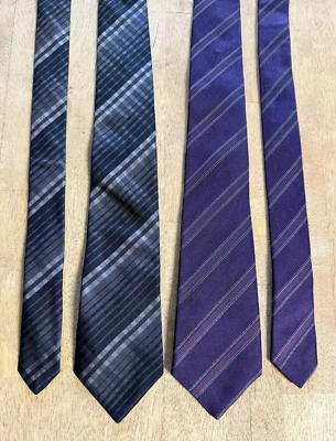2 John Varvatos USA Silk Neckties Ties - Back/Gray & Purple - Image 1 of 4