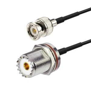 BNC Stecker auf UHF SO239 Buchse Schott O-Ring Verlängerungskabel RG174 Zopf - Bild 1 von 4
