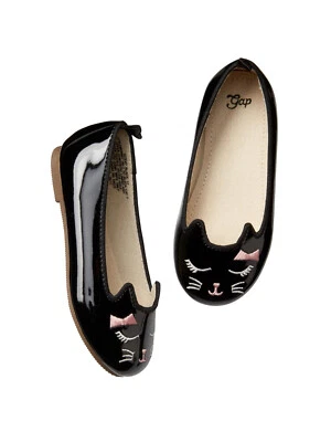 Novo GAP Sapato Mocassim Gato Slip-On Balé Preto Meninas Bebê Criança Patente Plano tamanho 6 - Imagem 1 de 4