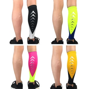 2 PIEZAS Calcetines Deportivos Protección Pierna Manga Soporte Pantorrilla Ejercicio Reflectante Raya - Imagen 1 de 12