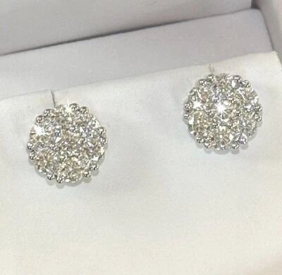 1.40 CTW Moissanite Cluster Stud Earrings- 925 Silver or 14K Gold - Unisex - Image 1 of 4