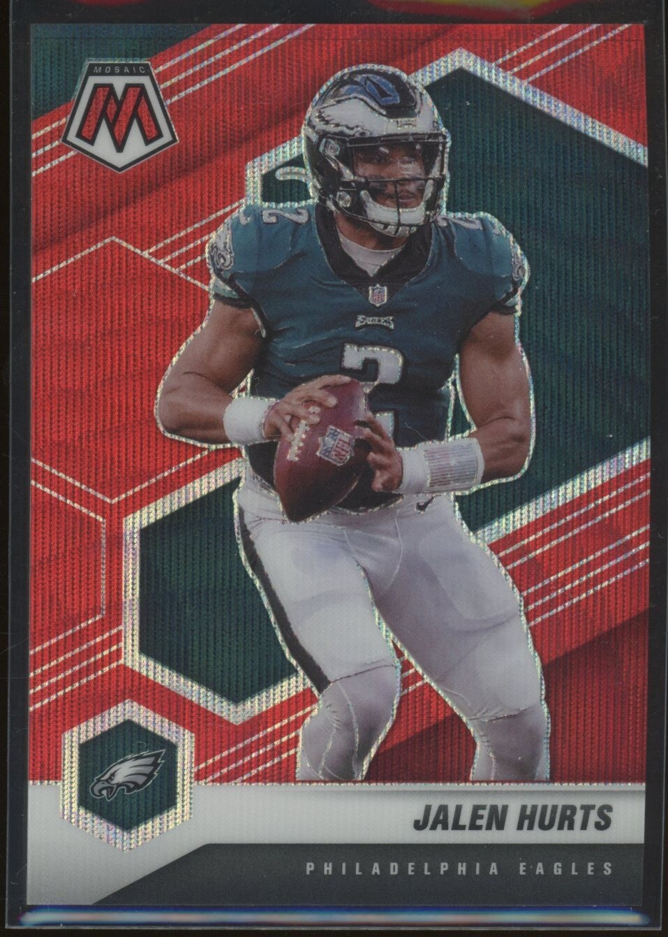 2021 Panini Mosaic Red Wave Prizm #160 Jalen Hurts Philadelphia Eagles 3/9