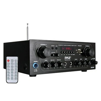 Pyle Amplifier Stereo Receiver Bluetooth Home Audio 250 Watt 2 Channel Amplifier - Image 1 of 4