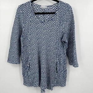 Habitat Clothes To Live In Top Women's M Blue White Striped Wavy Crinkle Pockets - Picture 1 of 11