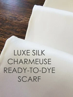 Dyeable - Ready to Dye - 11"x60" inch - Luxe Silk Charmeuse Scarf -Free Ship USA - Image 1 of 4