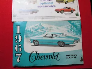 1967 CHEVY OWNERS MANUAL+CUSTOM OPTIONAL ACCESSORIES AND ORIGINAL ENV.FREE SHIP - Picture 1 of 8